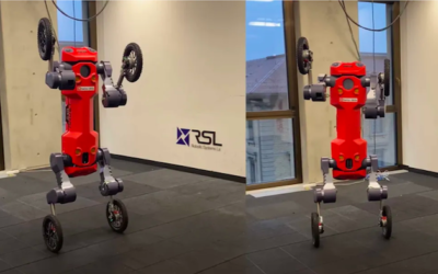 Este robot puede pararse sobre dos patas, caminar en cuatro e incluso conducirse