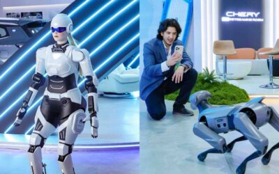 Chery presenta sus recientes innovaciones en robótica: el androide Mornine y el perro robot Argos